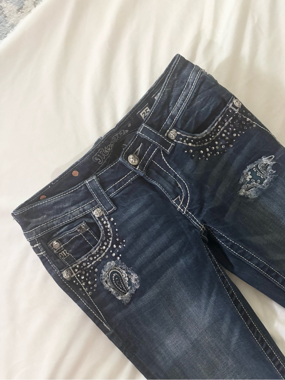 Miss Me Dark Blue Signature Boot Jeans with Embellished Back Pockets - Picture 6 of 9